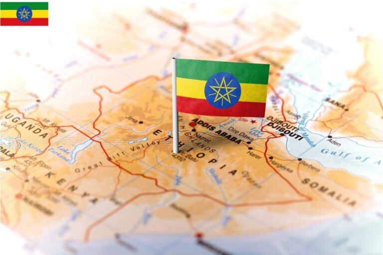 Representación de un mapa de Etiopia cuna del café