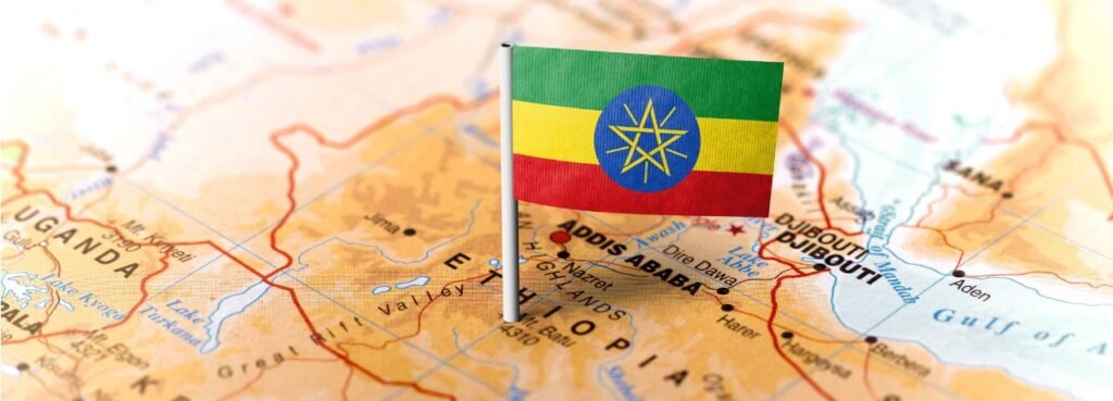Representación de un mapa de Etiopia cuna del café