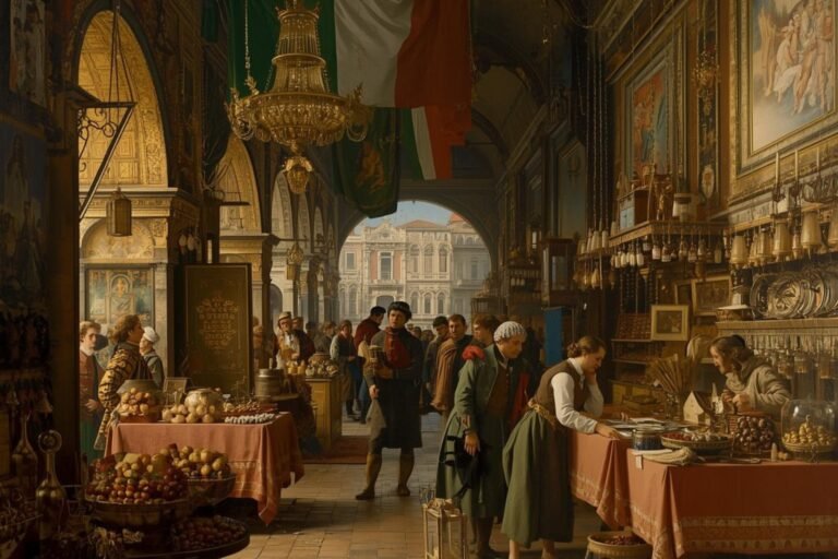 El café en la cultura italiana. Imagen de Venecia comerciando café con oriente en el pasado